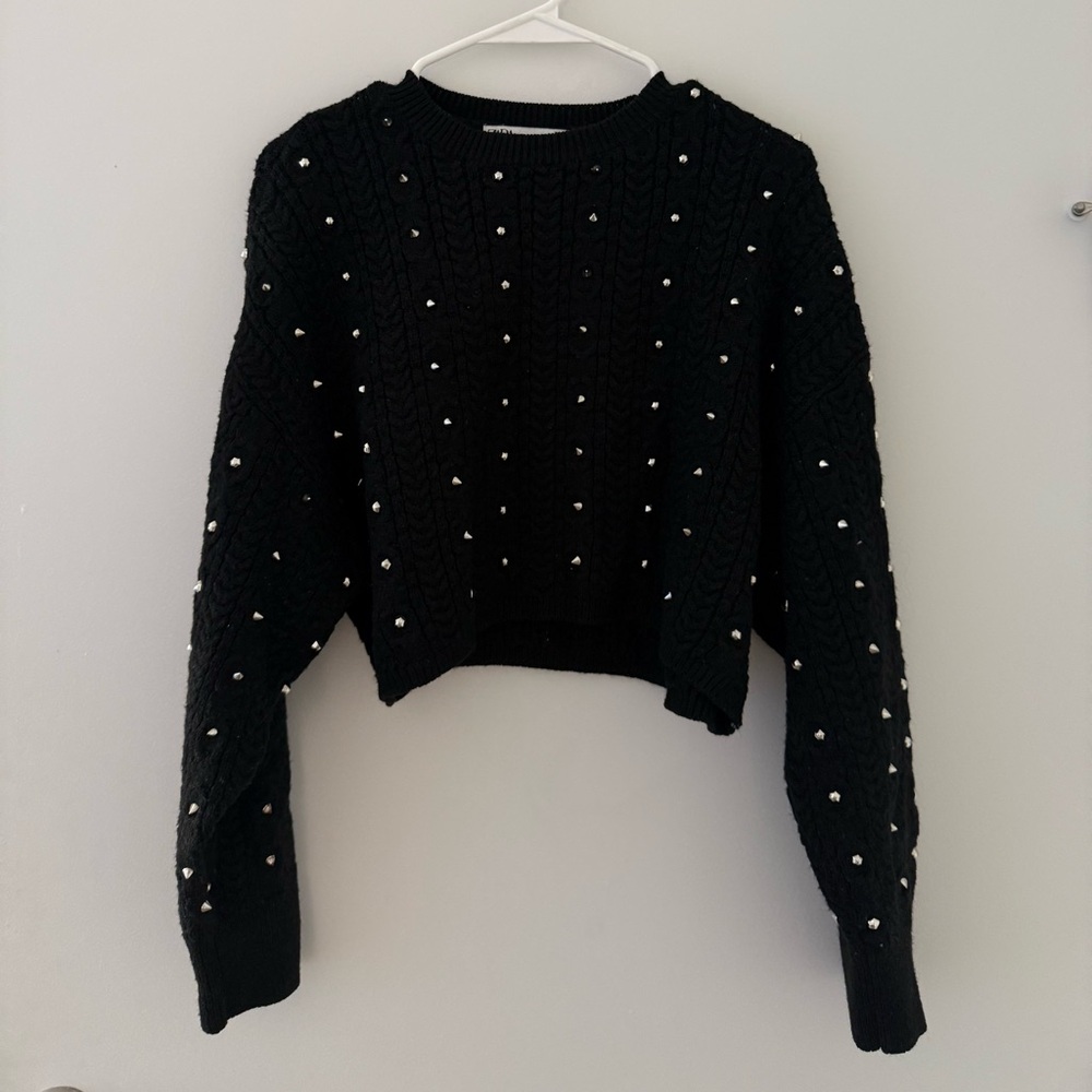 Black Pearl-Embellished Sweater